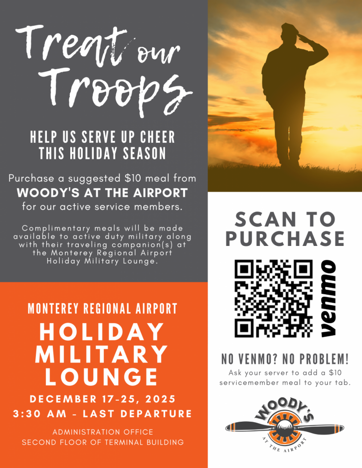 2025 Treat Our Troops Flyer - encourages anyone to freely give towards a complimentary meal for our active service members this holiday season.