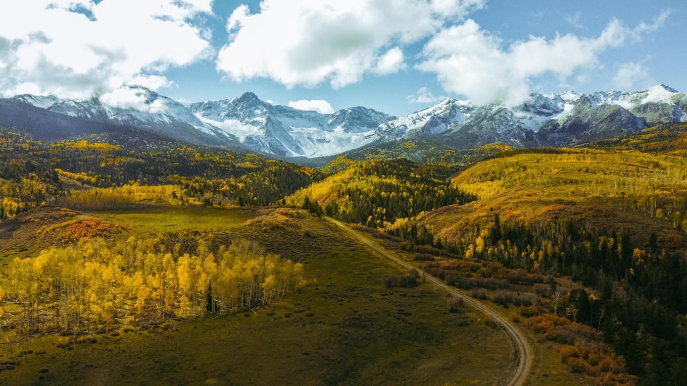 The Rocky Mountains with Fall foliage located near the city of Denver - The Mile High City