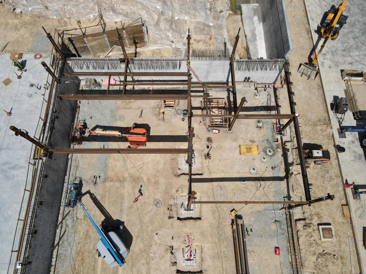 The framing of the replacement terminal quickly taking shape.