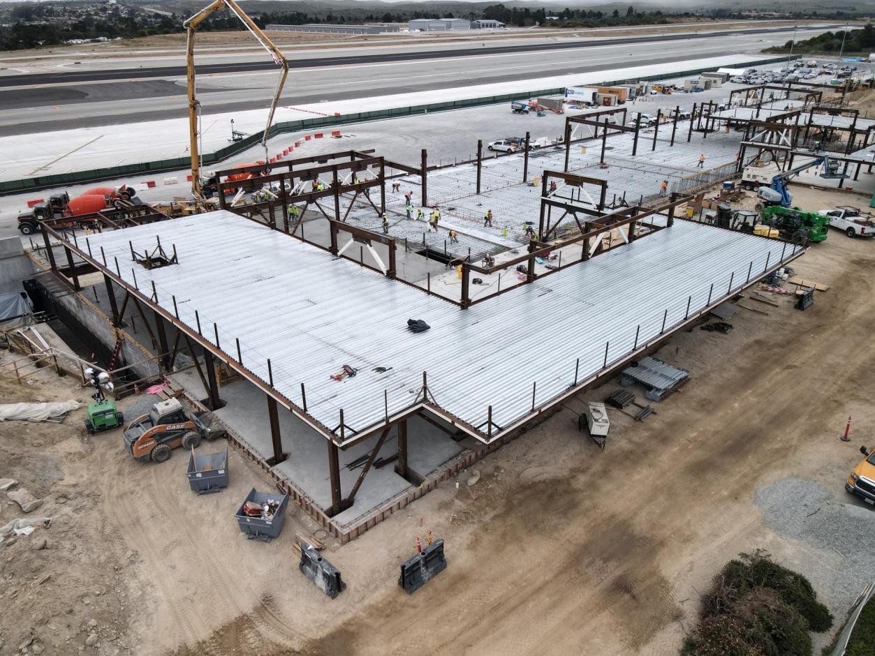 Curb side view of the terminal's over-hang.