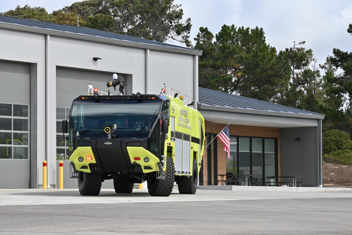 Meet MRY's newest Aircraft Rescue and Fire Fighting (ARFF) vehicle -- the Oshkosh Stryker 4x4.