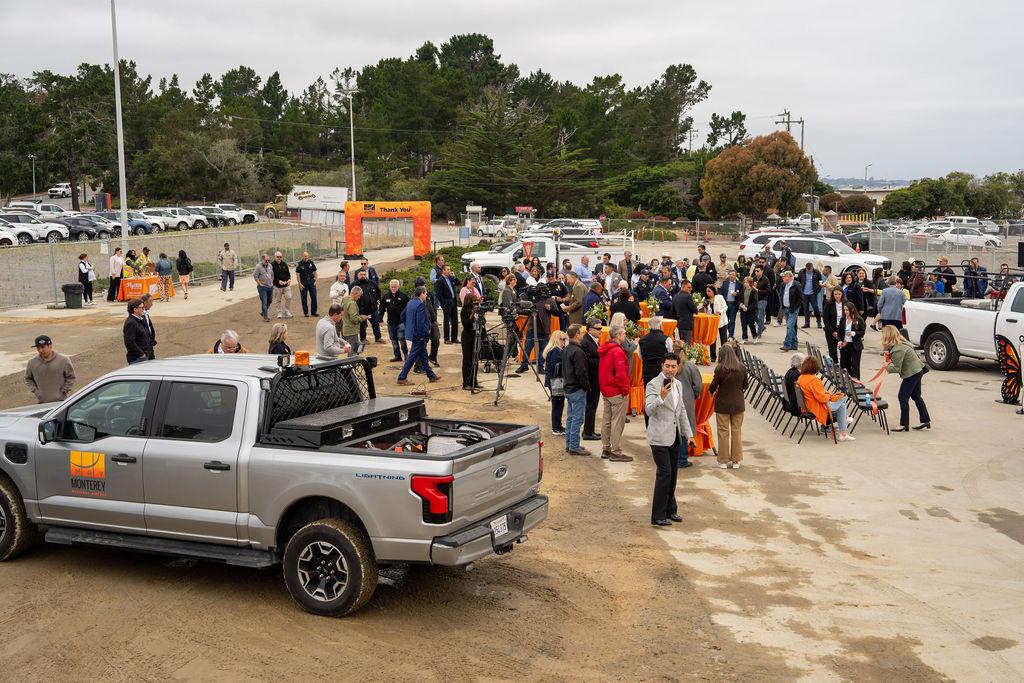 group gathered for terminal groundbreaking event