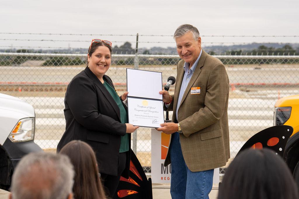 certificate presentation at terminal groundbreaking event