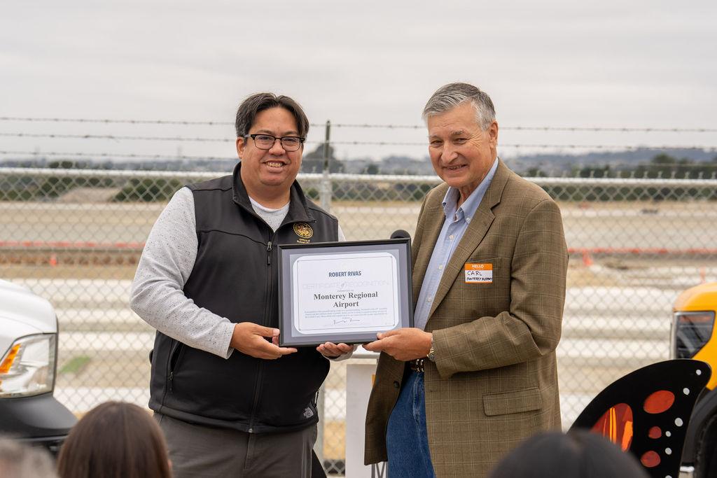 certificate presentation at terminal groundbreaking event