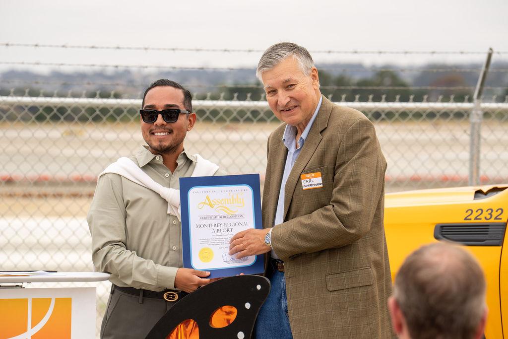 certificate presentation at terminal groundbreaking event