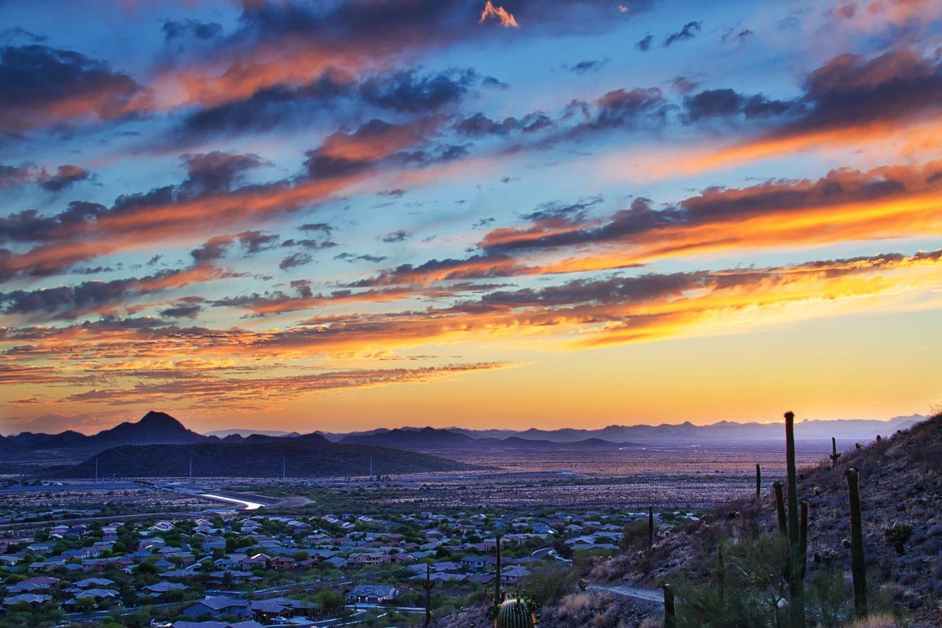 Sunset in the desert landscape of Phoenix- The Valley of the Sun